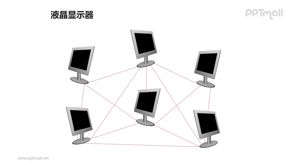 6个液晶显示器——互联网PPT模板素材